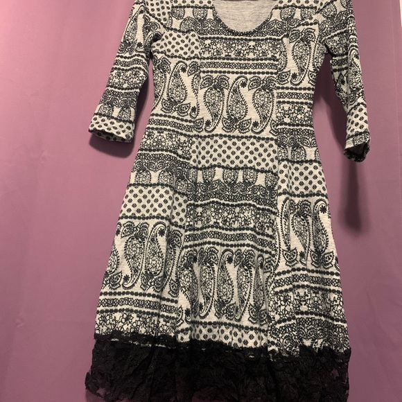 black and white paisley dress